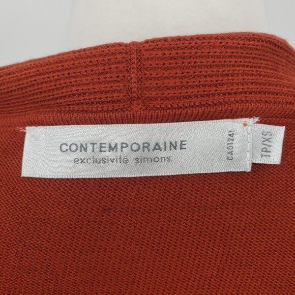 CONTEMPORAINE BY SIMMONS Rust Cardigan Open Front Knit Long Sleeve Casual XS - Picture 9 of 11
